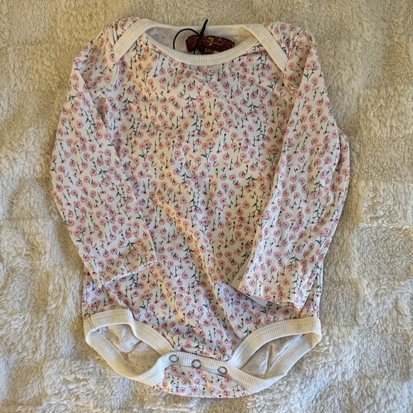 7 For All Mankind Pink and Green Floral Onesie - Picture 1 of 3